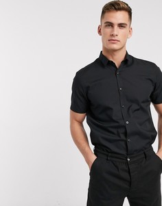 Черная рубашка из поплина с короткими рукавами New look-Черный