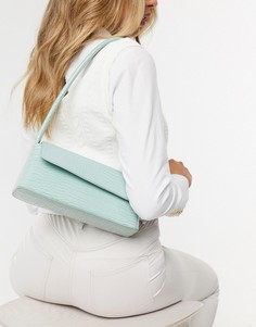 Сумка на плечо с крокодиловым узором и ручкой My Accessories London-Зеленый