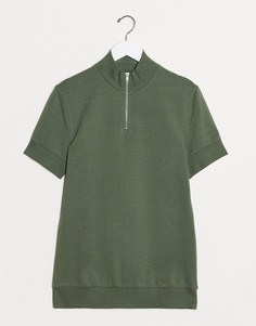 Плотная футболка хаки из органического хлопка ASOS DESIGN-Зеленый