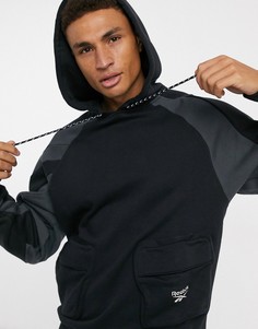 Худи черного цвета с карманами карго Reebok-Черный