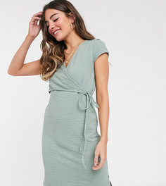 Зеленое платье с запахом и завязкой Mamalicious Maternity-Зеленый Mama.Licious