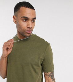 Свободная футболка цвета хаки из органического хлопка с круглым вырезом ASOS DESIGN Tall-Зеленый