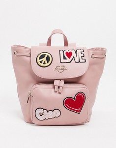 Розовый рюкзак с нашивками Love Moschino