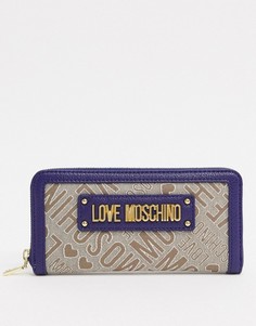 Жаккардовый кошелек с логотипом Love Moschino-Синий