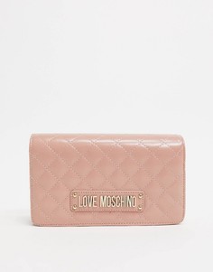Розовая стеганая сумка-через плечо с ремешком-цепочкой Love Moschino-Розовый