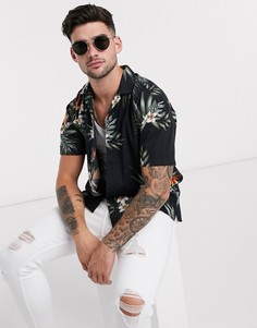 Черная рубашка с цветочным принтом Jack & Jones Premium-Черный