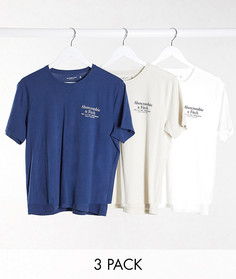 Набор из 3 футболок с круглым вырезом и логотипом Abercrombie & Fitch-Мульти