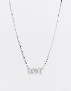 Серебристое ожерелье с надписью "Love" Topshop-Серебряный