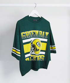 Oversized-футболка с принтом ASOS DESIGN NFL-Зеленый