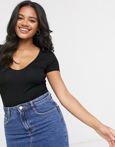 Черное боди-футболка с овальным вырезом ASOS DESIGN-Черный