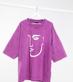 Oversized-футболка с объемным принтом ASOS DESIGN Plus-Фиолетовый