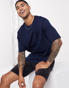 Темно-синяя свободная футболка River Island-Темно-синий