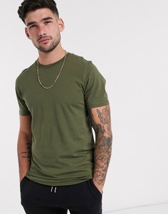 Футболка цвета хаки с круглым вырезом Jack & Jones Essentials-Зеленый