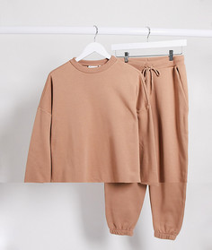 Спортивный костюм в стиле oversized карамельного цвета из свитшота и джоггеров ASOS DESIGN-Светло-коричневый