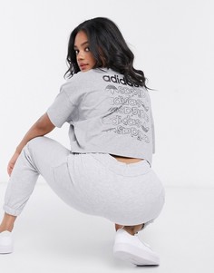 Серый кроп-топ с логотипом на спине adidas Originals