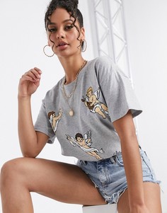 Oversized-футболка с принтом херувимов HNR LDN-Серый Honour