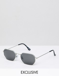 Черные солнцезащитные очки в шестиугольной оправе Monki-Черный