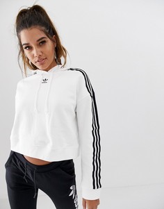 Белый укороченный худи adidas Originals adicolor