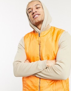 Двусторонний жилет бежевого и оранжевого цвета Bershka-Бежевый