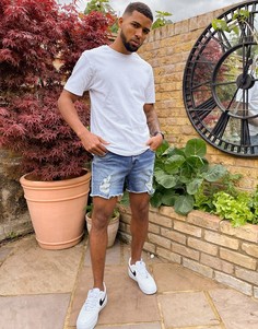 Синие джинсовые шорты со рваной отделкой ASOS DESIGN-Синий