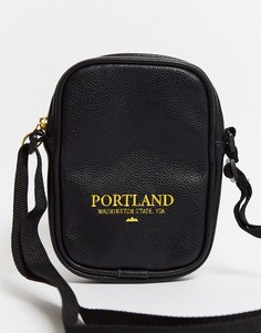 Черная сумка для полетов из искусственной кожи с вышивкой "Portland" ASOS DESIGN-Черный