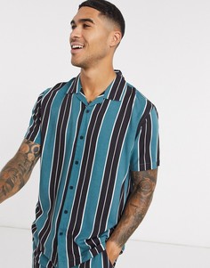 Рубашка от комплекта в полоску с отложным воротником Brave Soul-Зеленый