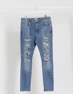 Синие рваные джинсы в винтажном стиле ASOS DESIGN-Синий