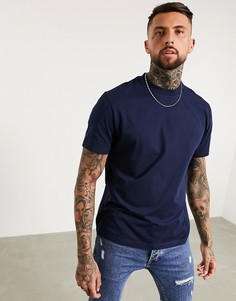 Темно-синяя свободная футболка из органического хлопка с круглым вырезом ASOS DESIGN-Темно-синий