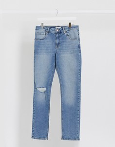 Эластичные узкие джинсы с рваной отделкой на коленях ASOS DESIGN-Синий