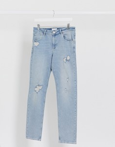 Эластичные узкие джинсы с рваной отделкой на коленях ASOS DESIGN-Синий