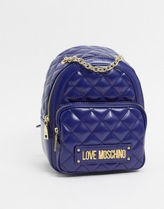 Темно-синий стеганый рюкзак с цепочкой Love Moschino
