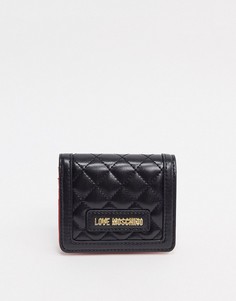 Черный маленький стеганый кошелек Love Moschino