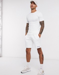 Белая обтягивающая футболка с круглым вырезом River Island Essential-Белый
