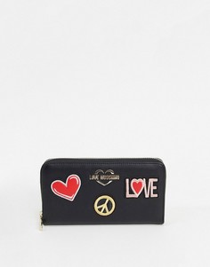 Черный кошелек с нашивками Love Moschino