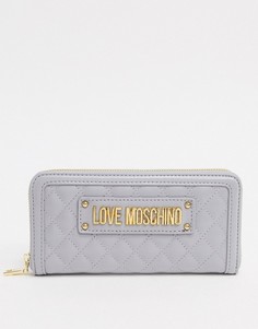 Серый стеганый кошелек Love Moschino