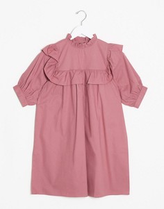 Пыльно-розовое свободное платье с оборками Influence-Розовый
