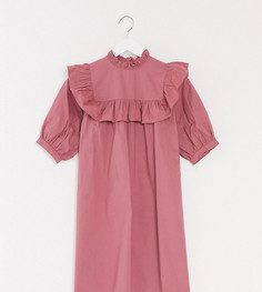 Розовое свободное платье с оборками Influence Tall-Розовый