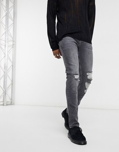 Черные джинсы скинни с рваной отделкой на коленях ASOS DESIGN-Черный