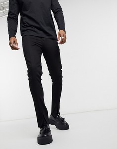 Черные джинсы скинни с разрезами спереди ASOS DESIGN-Черный