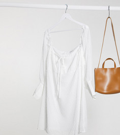 Белое короткое приталенное платье с квадратным вырезом Missguided Plus-Белый