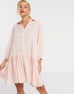 Свободное платье мини с пышными рукавами Glamorous-Розовый