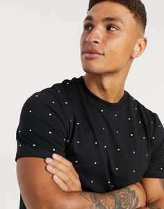 Черная футболка от комплекта с отделкой камнями ASOS DESIGN-Черный