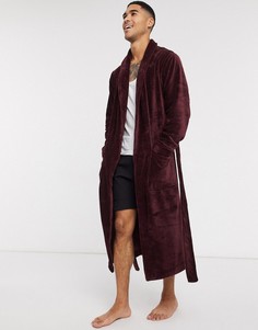 Бордовый длинный флисовый халат ASOS DESIGN-Красный