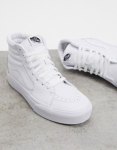 Белые кожаные кроссовки Vans SK8-Hi Platform 2-Белый