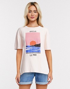 Белая футболка в стиле oversized с принтом Billabong-Белый