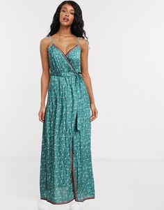 Зеленое пляжное платье макси с запахом Billabong-Зеленый