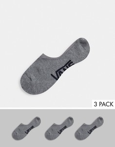 Набор из 3 пар серых невидимых носков Vans Classic-Серый