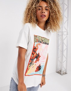 Белая футболка с винтажным принтом Bershka-Белый
