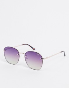 Круглые золотистые солнцезащитные очки без оправы Quay Australia-Золотой