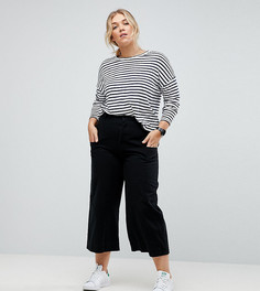 Черные широкие брюки с завышенной талией ASOS CURVE TIONNE-Черный